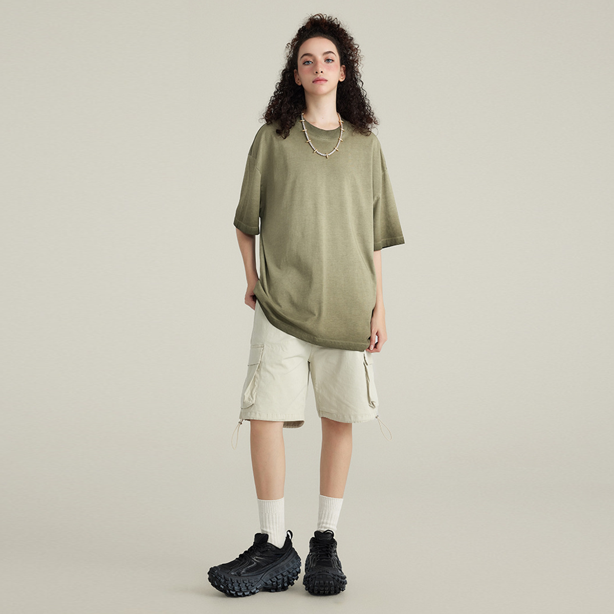 LUVYASELF - Dopamine Dressing Washed Gradient Stir Fried T-shirt(255GSM)