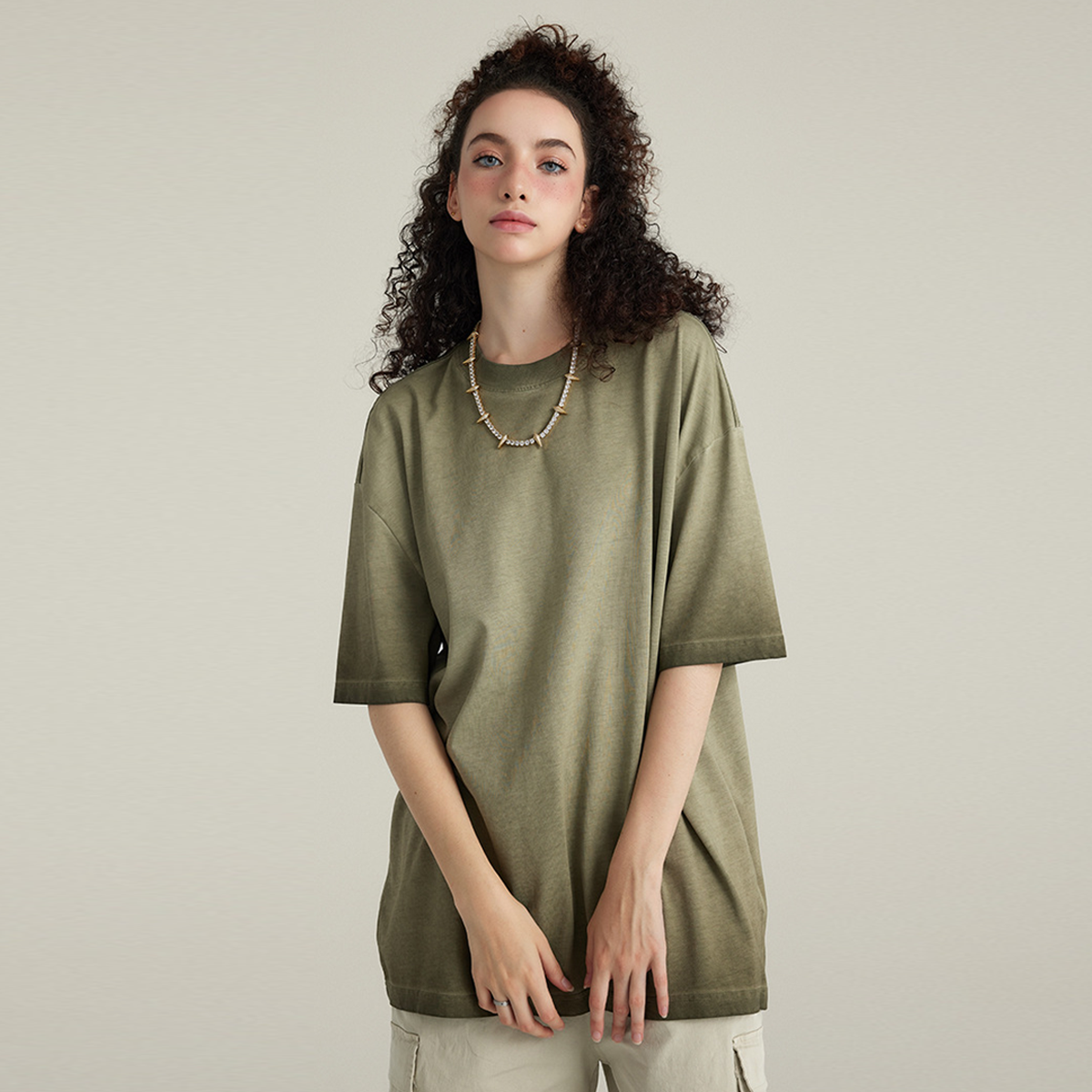 LUVYASELF - Dopamine Dressing Washed Gradient Stir Fried T-shirt(255GSM)