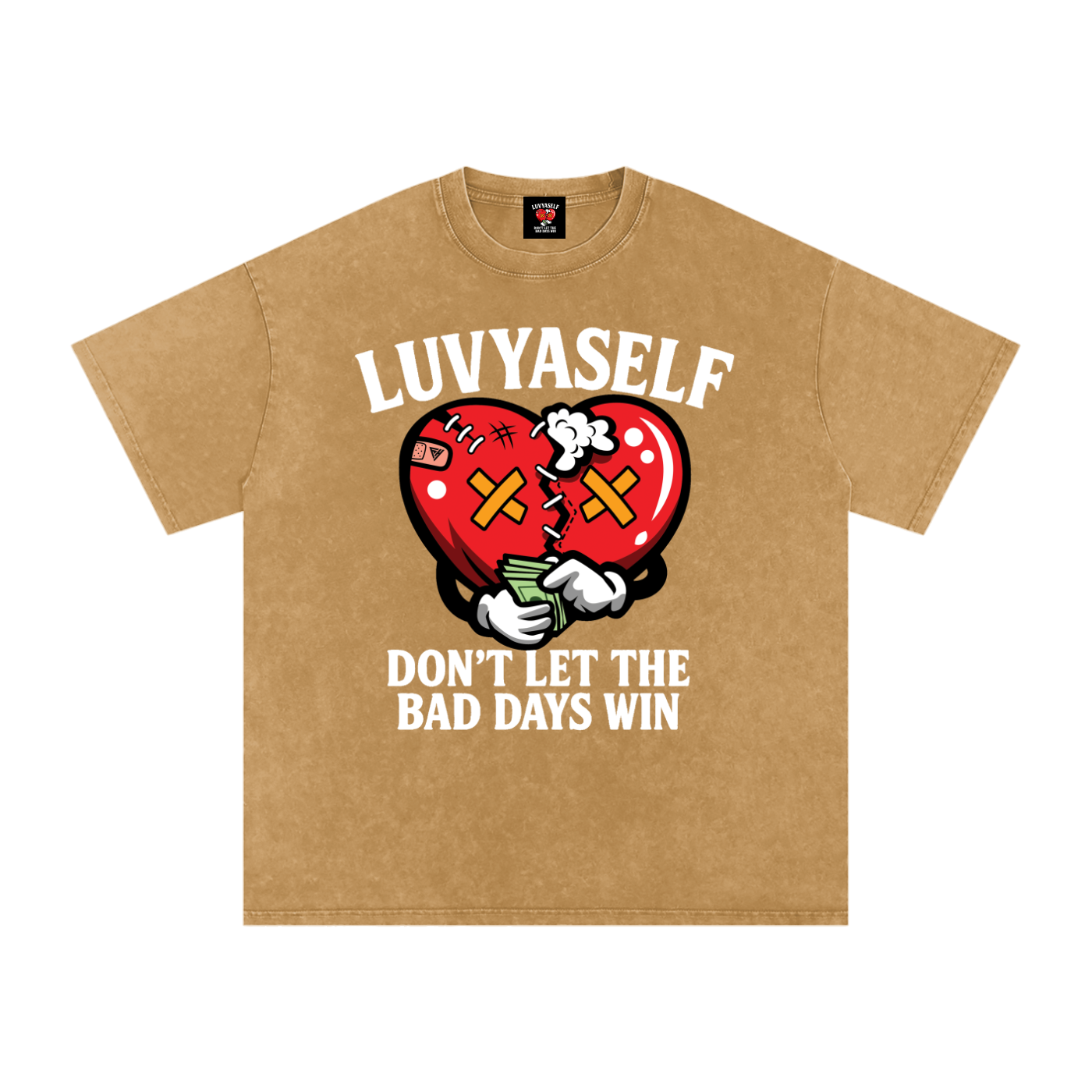 “Don’t Let the Bad Days Win” Snow Wash Oversize Cotton T-Shirt – 250 GSM / 7.4 0z