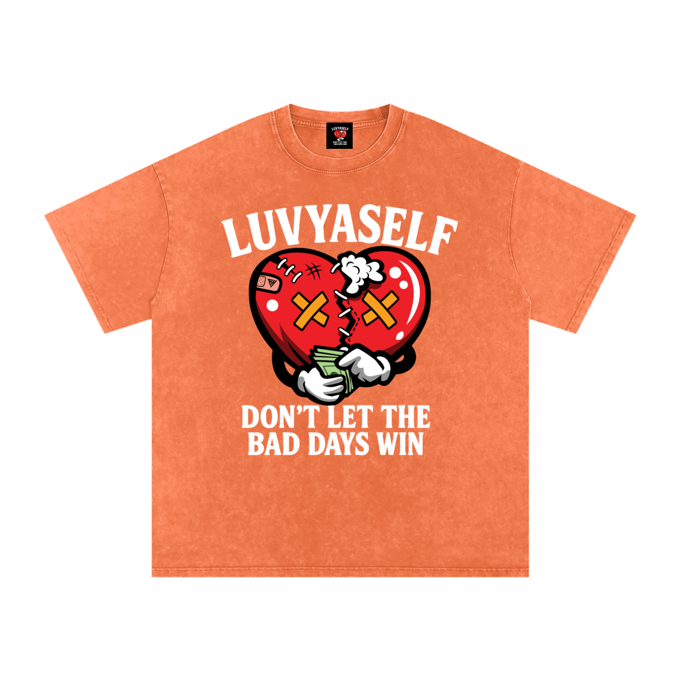 “Don’t Let the Bad Days Win” Snow Wash Oversize Cotton T-Shirt – 250 GSM / 7.4 0z