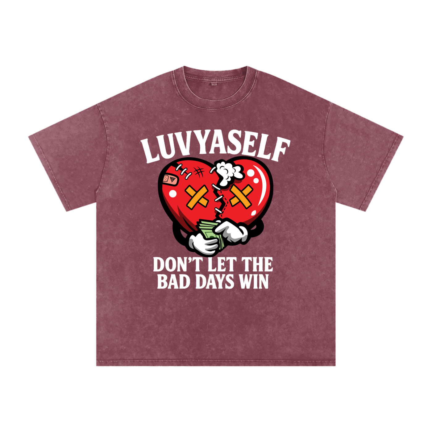 “Don’t Let the Bad Days Win” Snow Wash Oversize Cotton T-Shirt – 250 GSM / 7.4 0z