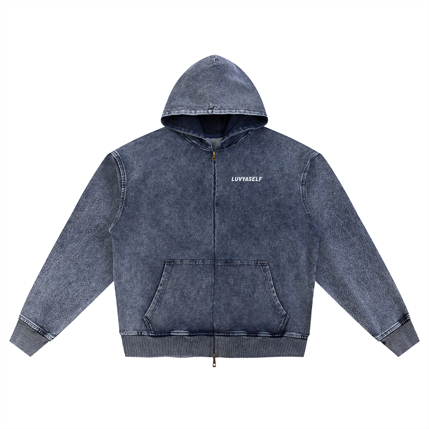 LUVYASELF - Snow Wash Oversized Zip-Up Hoodie