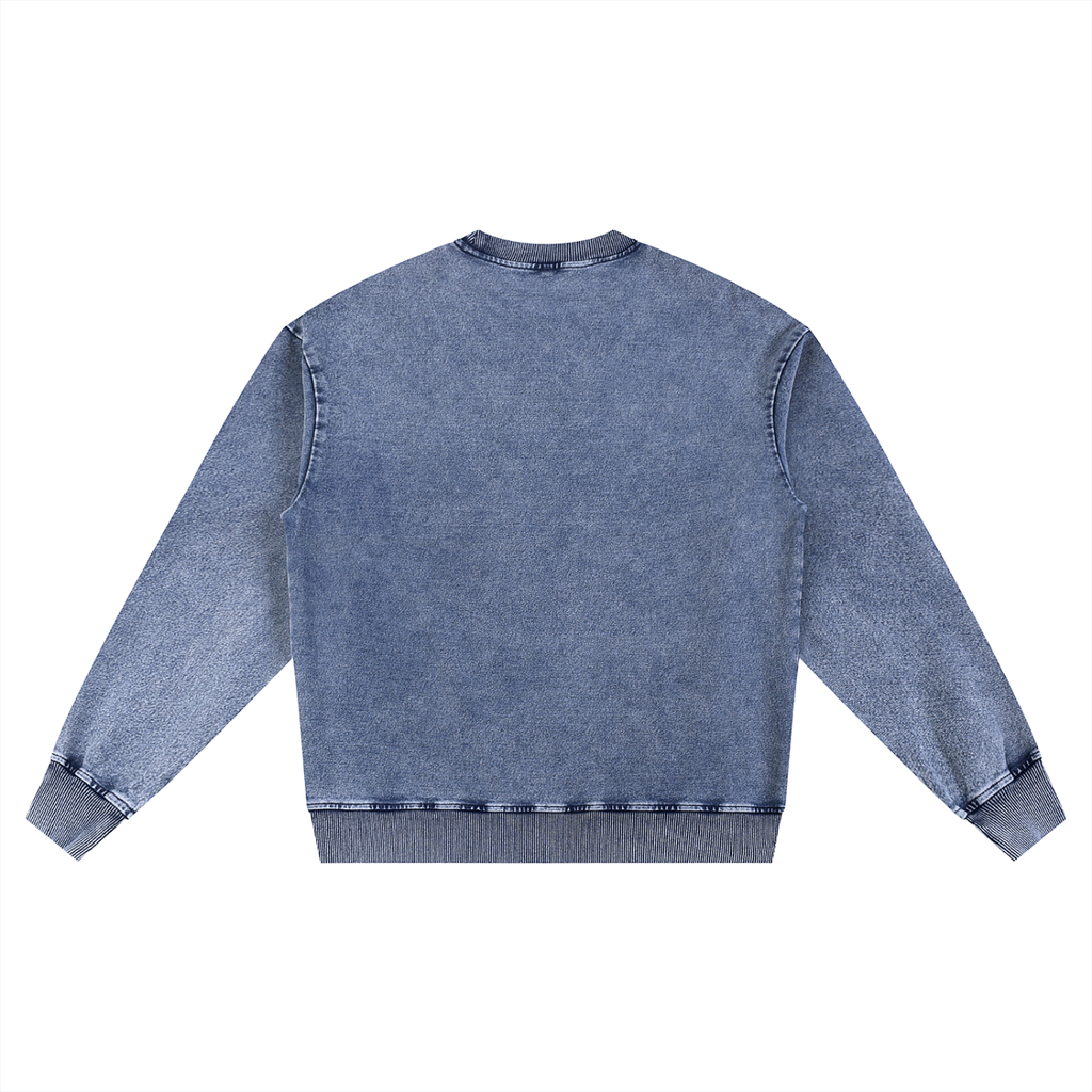 Uniform Snow Wash Oversized Crewneck Sweatshirt