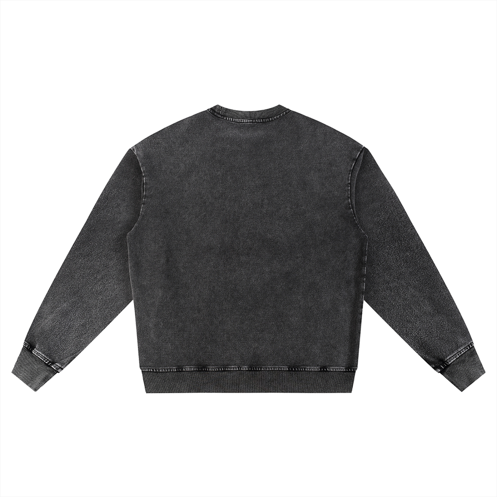 Uniform Snow Wash Oversized Crewneck Sweatshirt