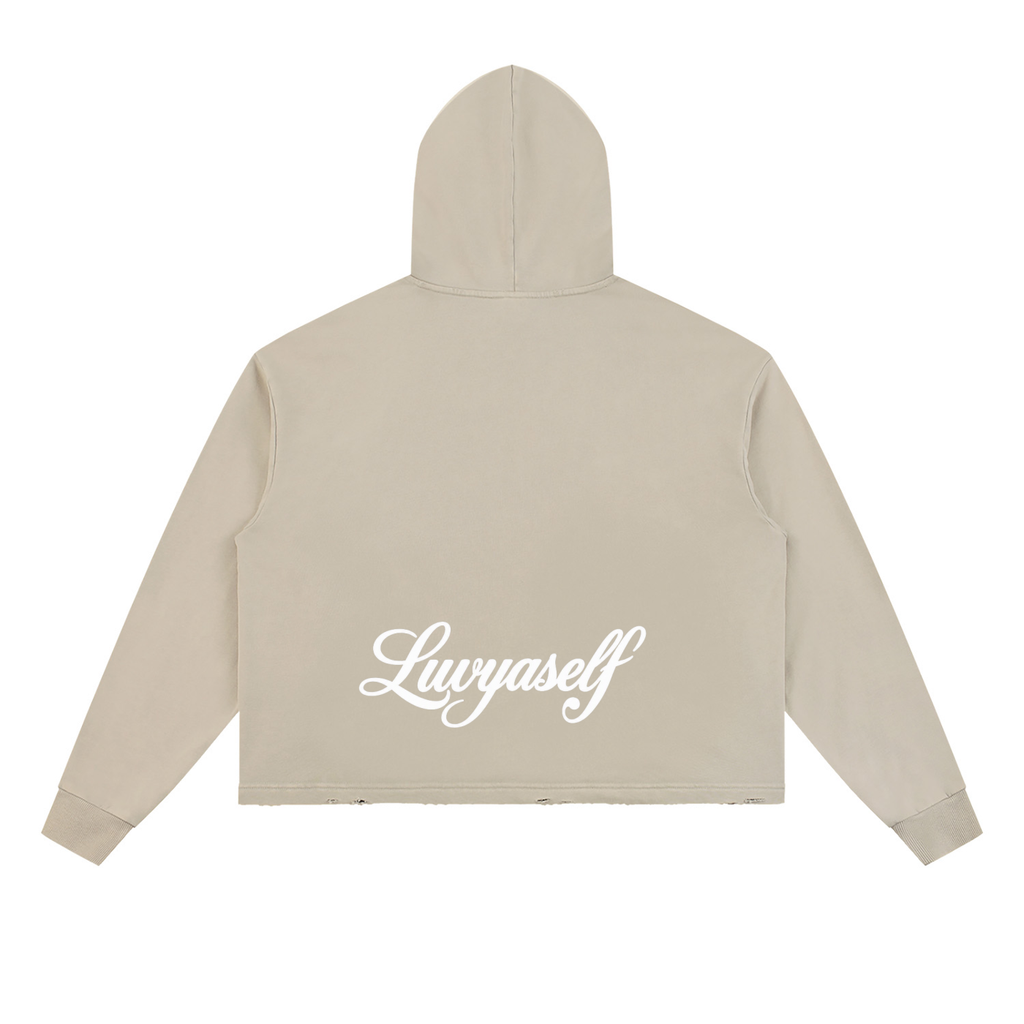 Vintage Washed Frayed-Hem Hoodie