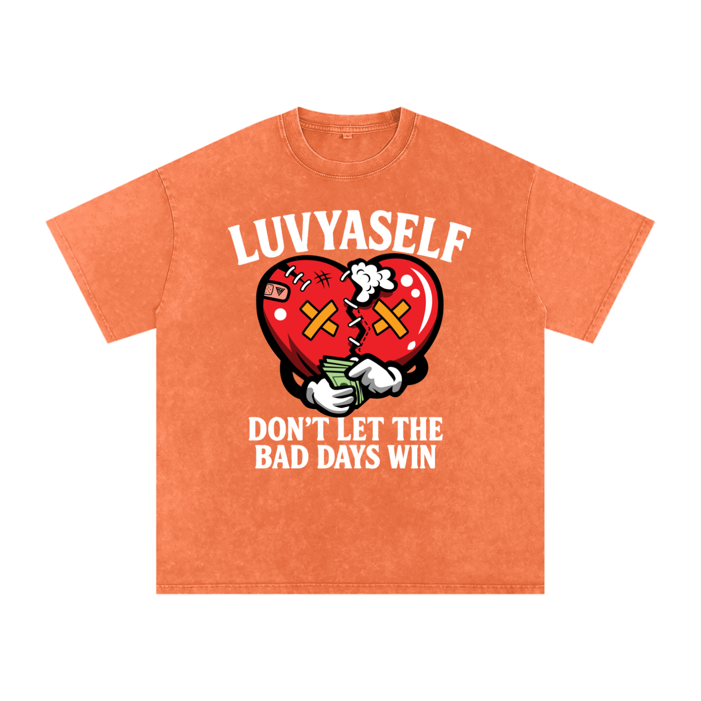 “Don’t Let the Bad Days Win” Snow Wash Oversize Cotton T-Shirt – 250 GSM / 7.4 0z