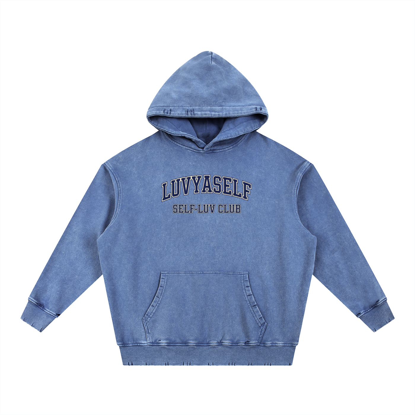 LUVYASELF - Snow Wash Hand-Frayed Heavyweight  Hoodie