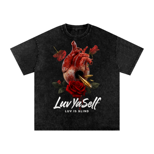 Luv is Blind Snow Washed Oversized Cotton T-Shirt
