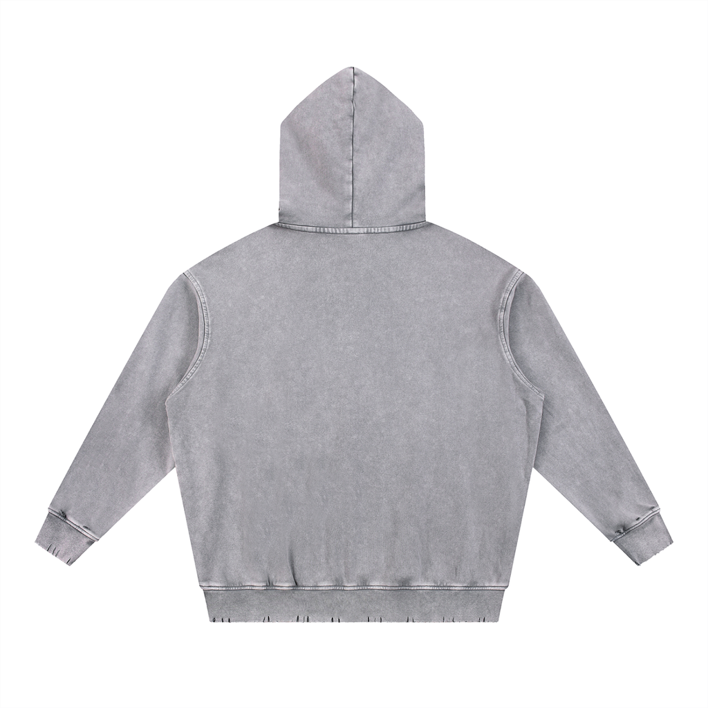 Uniform Snow Wash Hand-Frayed Heavyweight  Hoodie