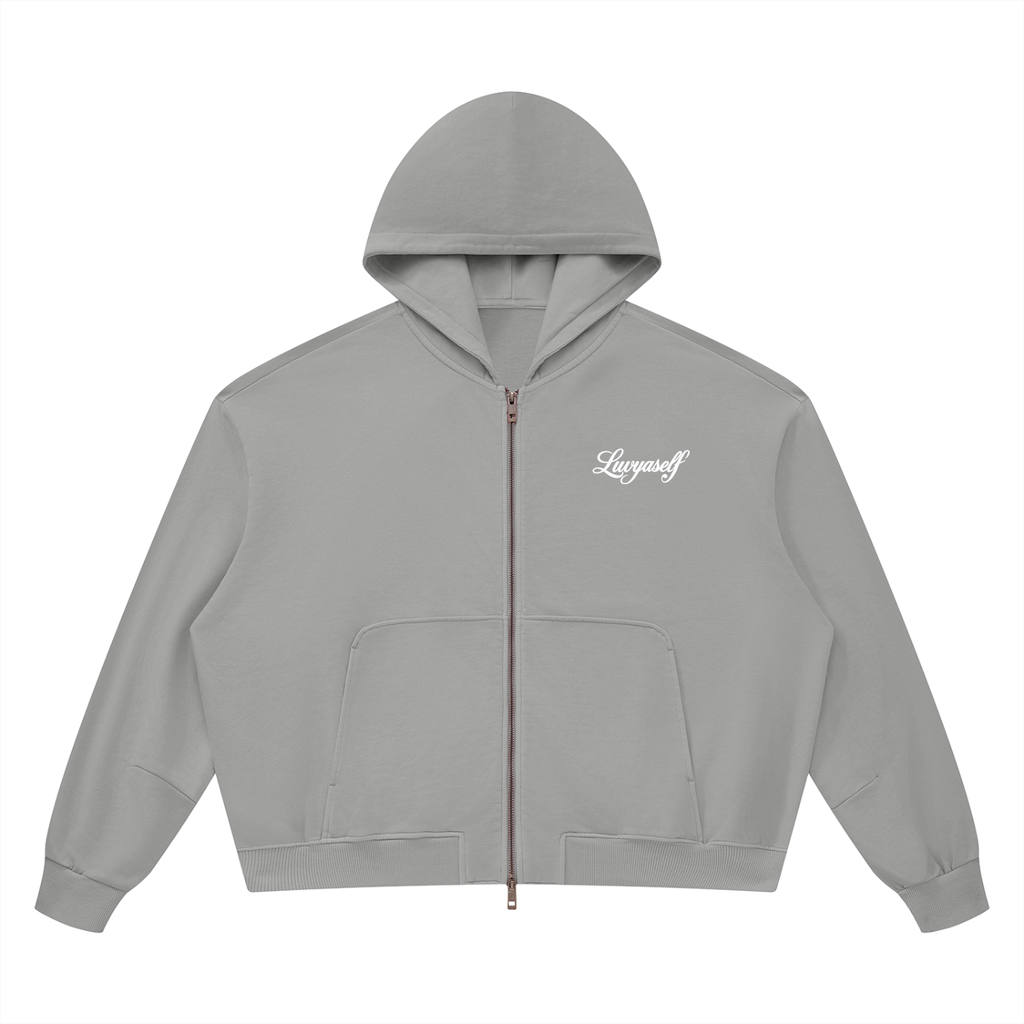 Unisex Vintage Wash Boxy Full Zip Hoodie