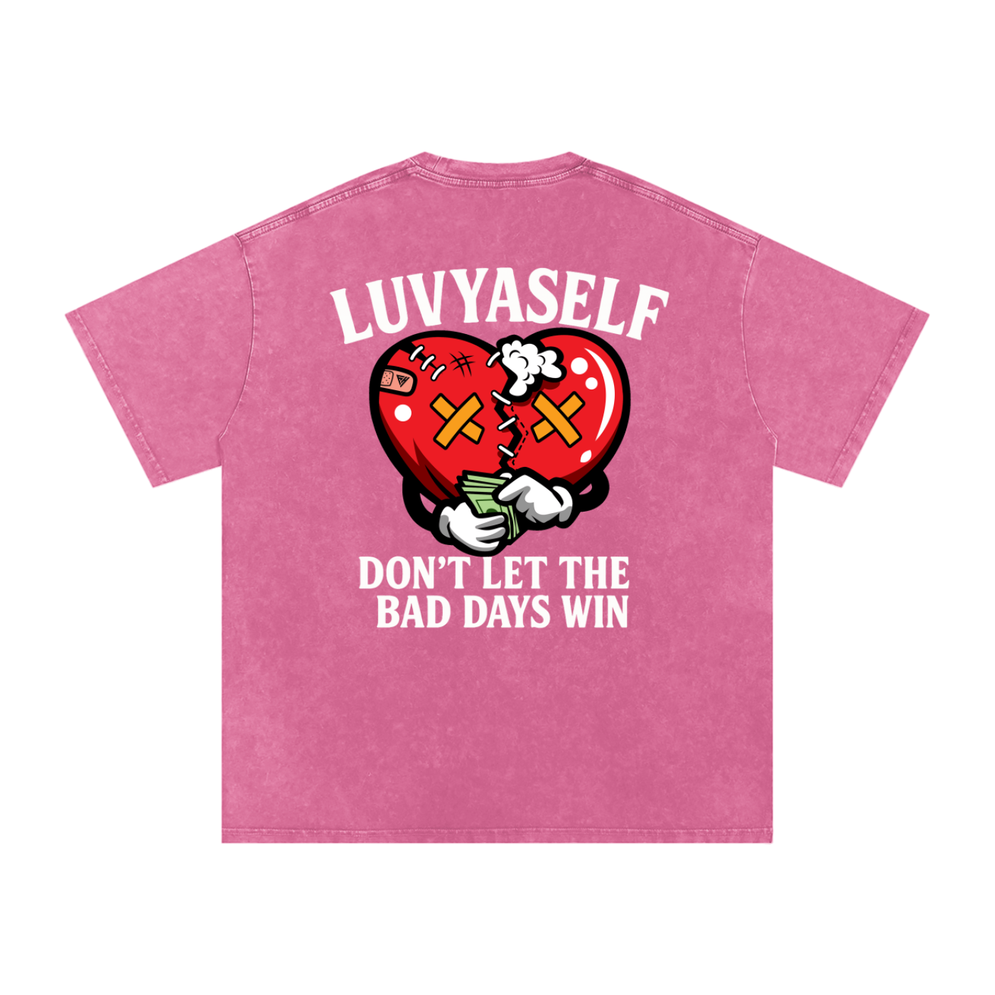 LUVYASELF "Don't Let the Bad Days Win" Acid Wash Oversize T-Shirt | 250 GSM Cotton Tee | Unisex Vintage Wash