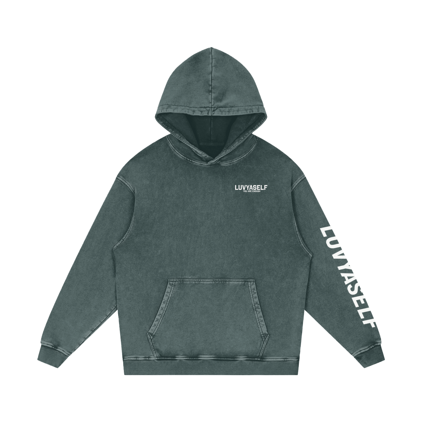 LUVYASELF - Snow Washed Loose Cotton Hoodie