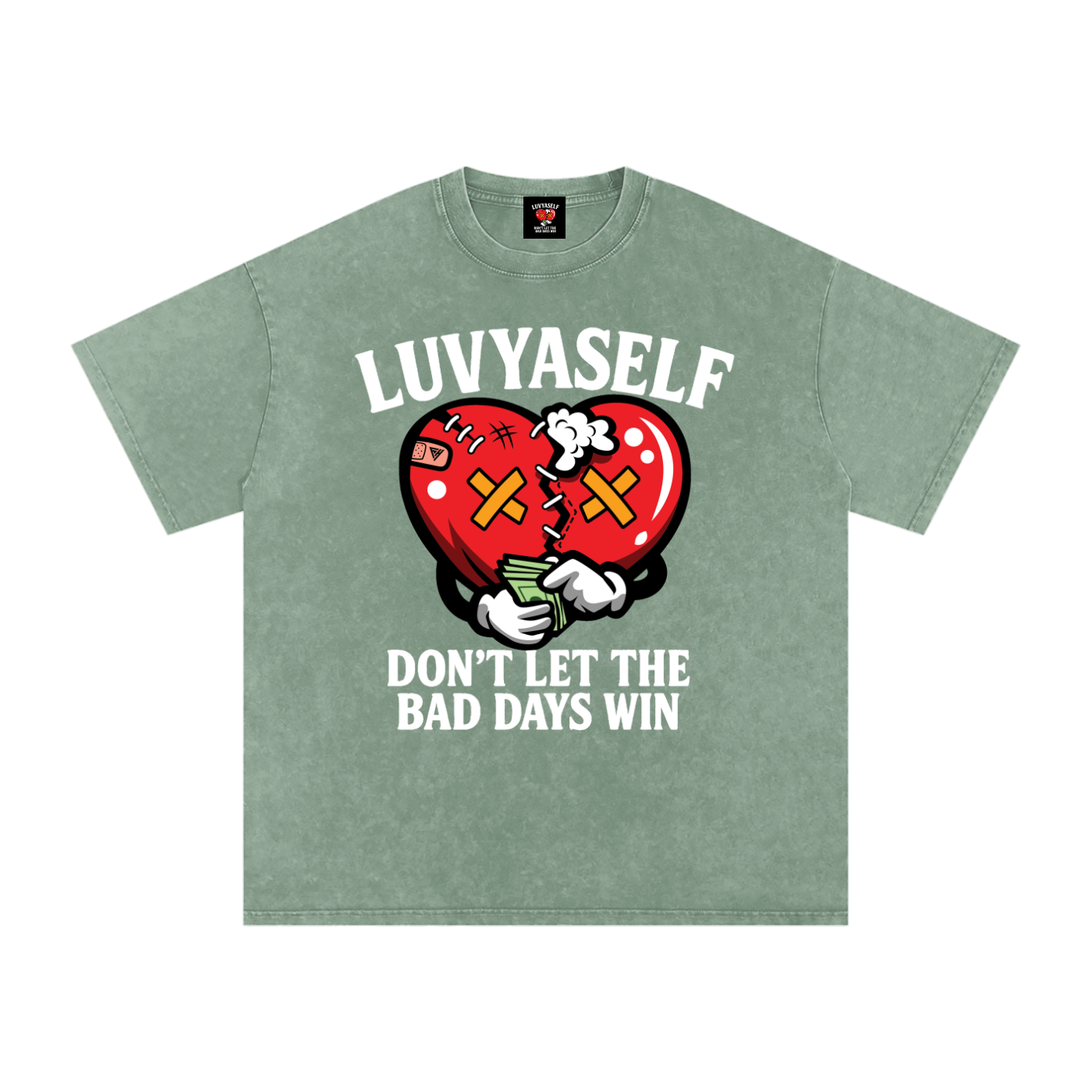 “Don’t Let the Bad Days Win” Snow Wash Oversize Cotton T-Shirt – 250 GSM / 7.4 0z