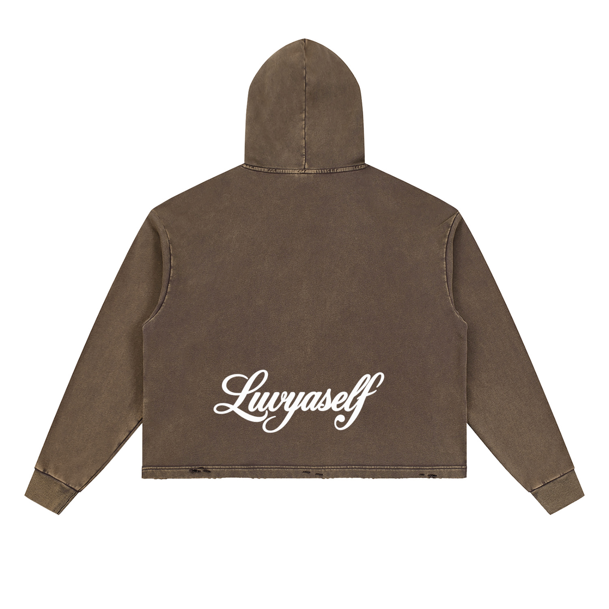 Vintage Washed Frayed-Hem Hoodie