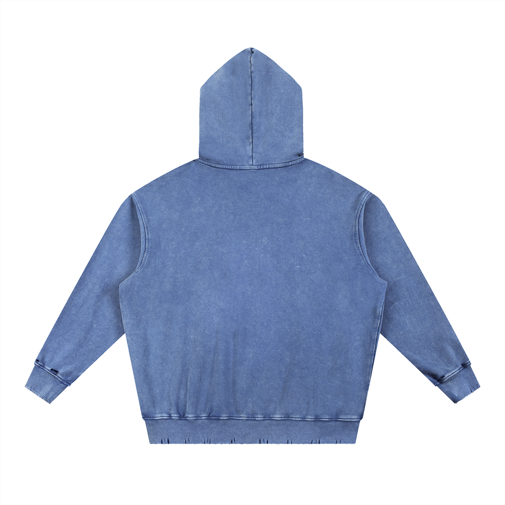 Uniform Snow Wash Hand-Frayed Heavyweight  Hoodie