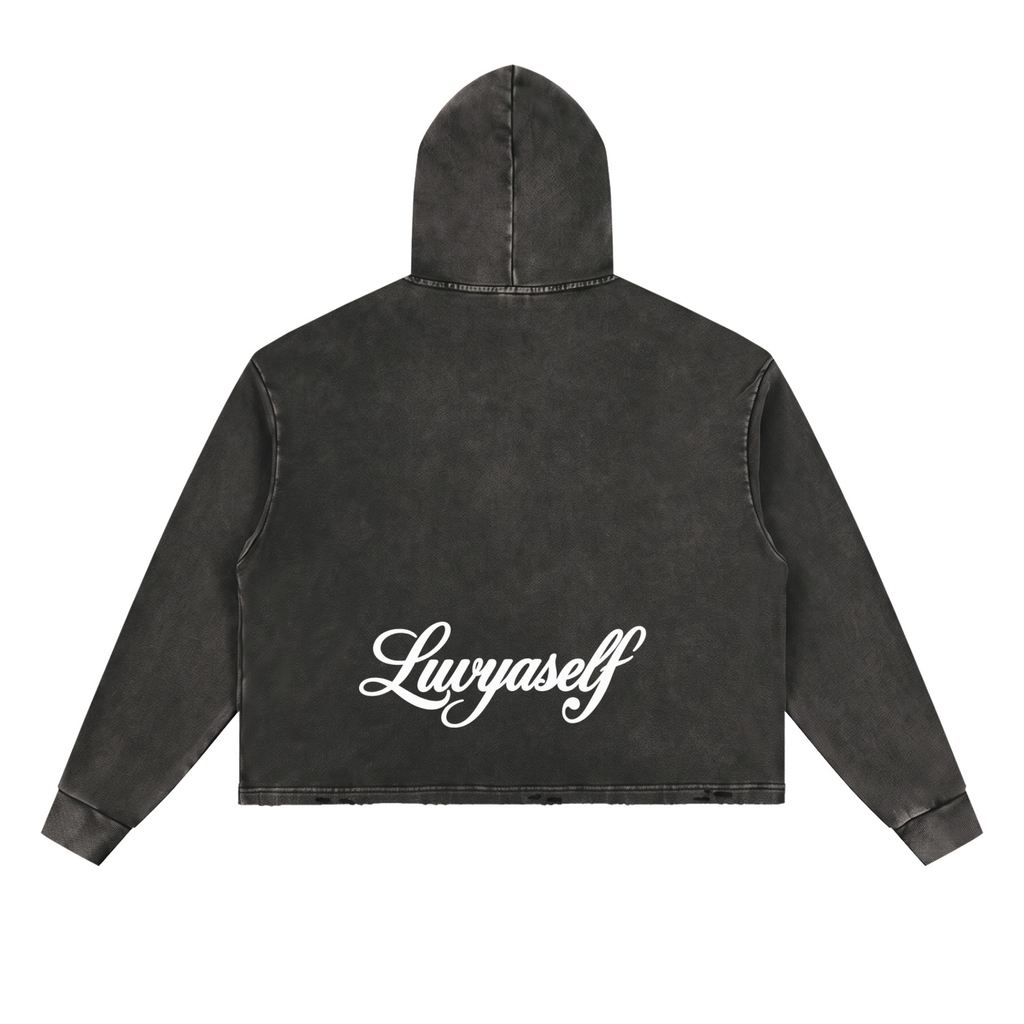 Vintage Washed Frayed-Hem Hoodie