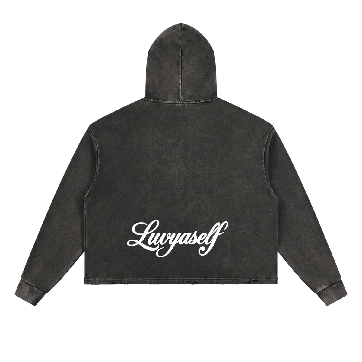 Vintage Washed Frayed-Hem Hoodie