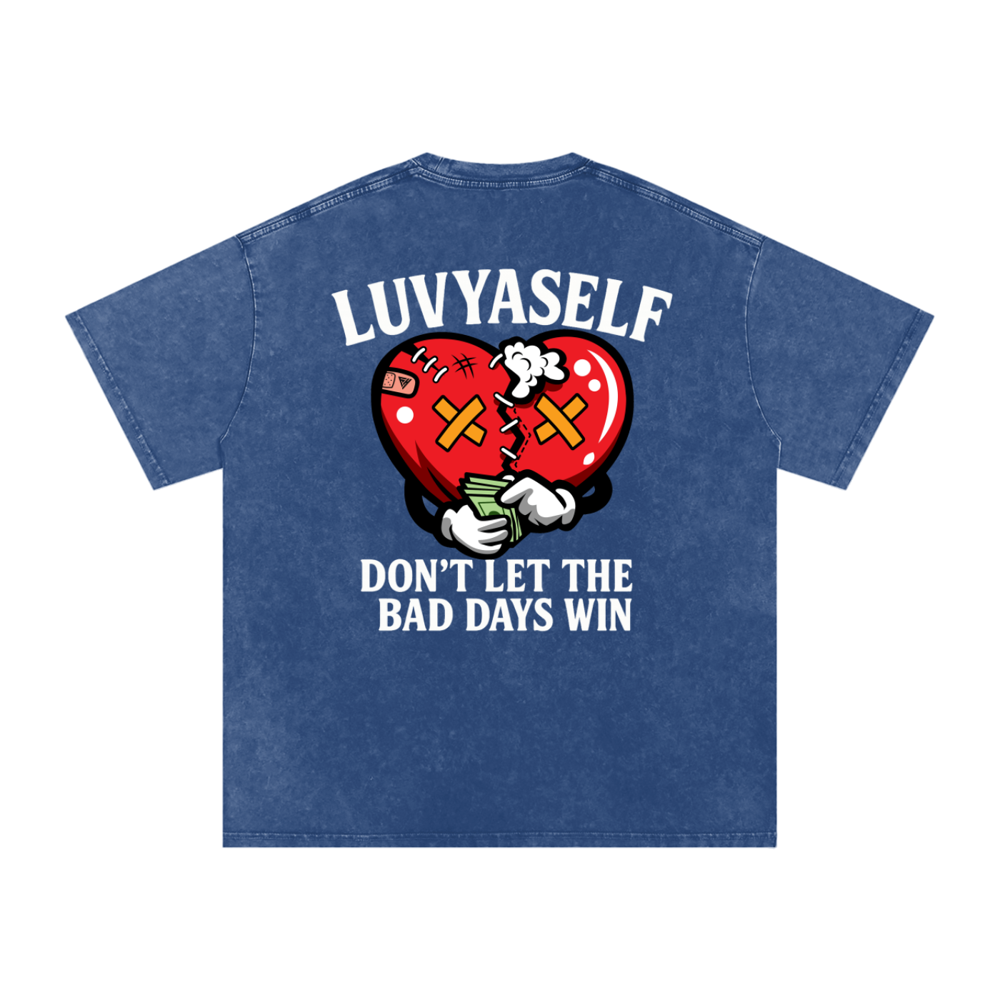 LUVYASELF "Don't Let the Bad Days Win" Acid Wash Oversize T-Shirt | 250 GSM Cotton Tee | Unisex Vintage Wash