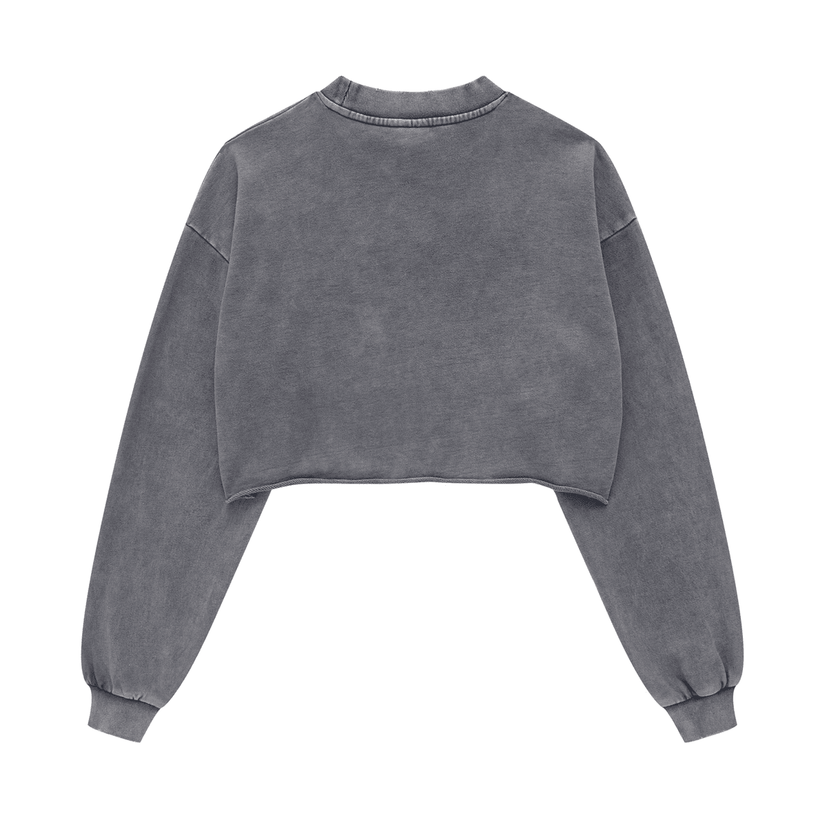 LUVYASELF - Washed Raw-Edge Cropped Crew Neck Sweatshirt（380GSM）