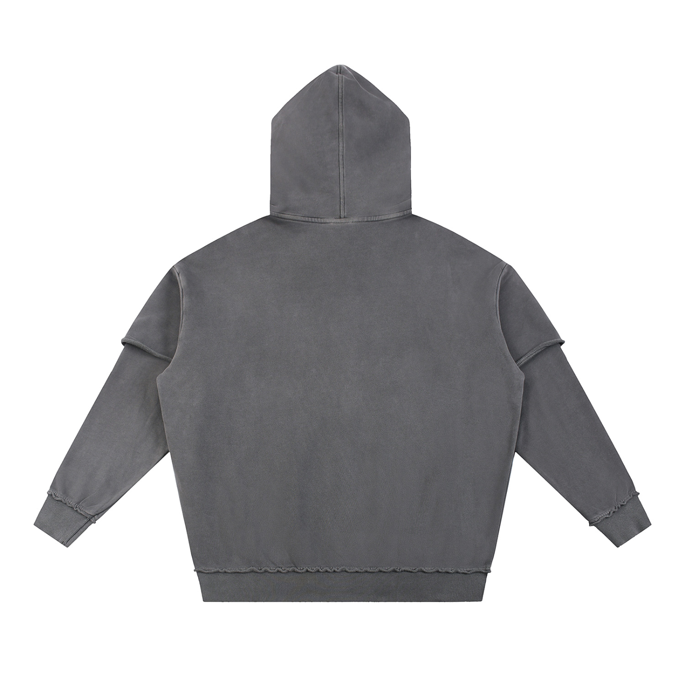 LUVYASELF - Snow Washed Raw Edge Double Layered Hoodie