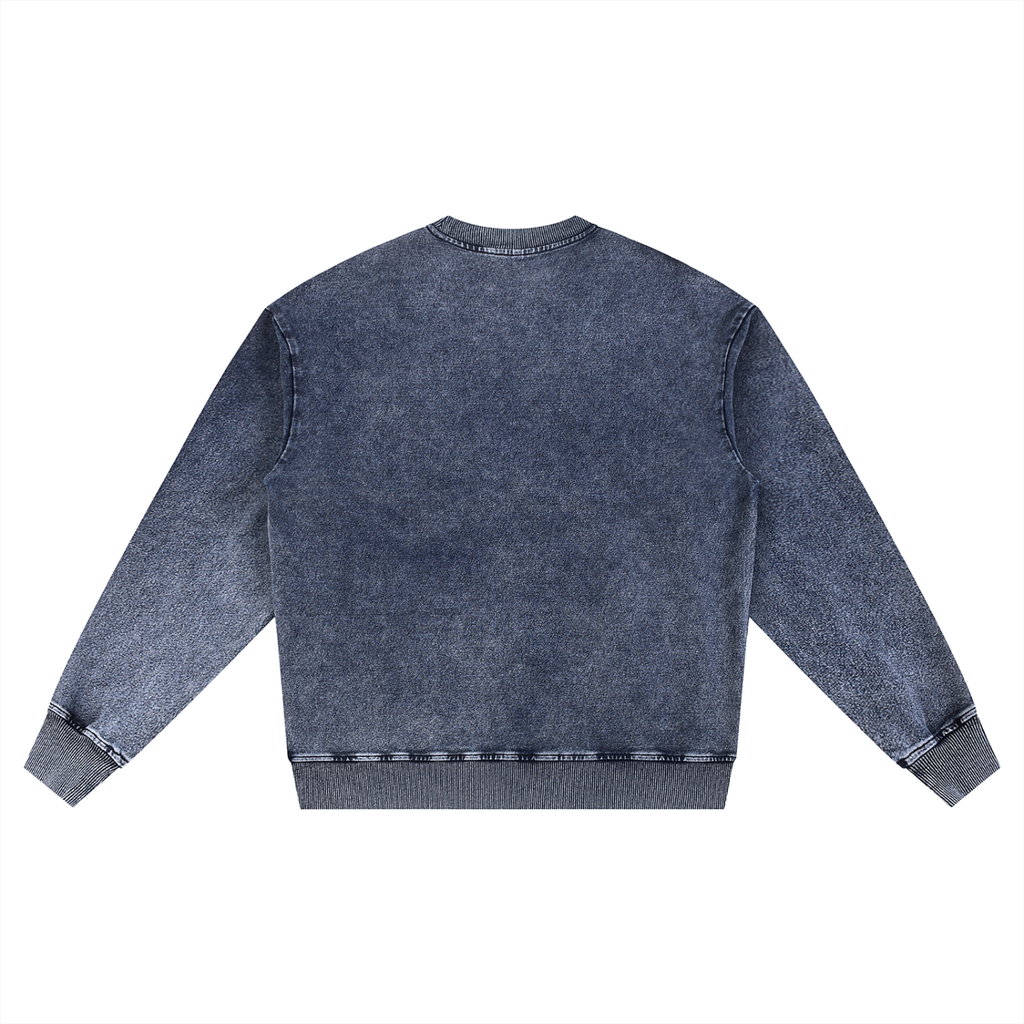 Uniform Snow Wash Oversized Crewneck Sweatshirt