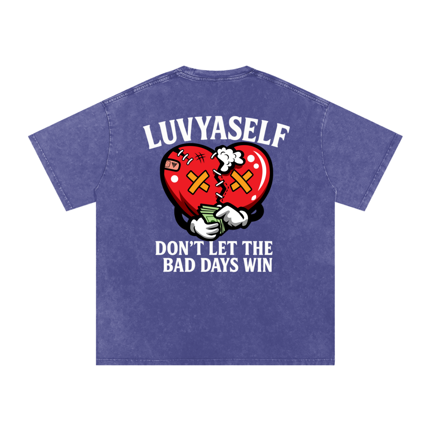 LUVYASELF "Don't Let the Bad Days Win" Acid Wash Oversize T-Shirt | 250 GSM Cotton Tee | Unisex Vintage Wash