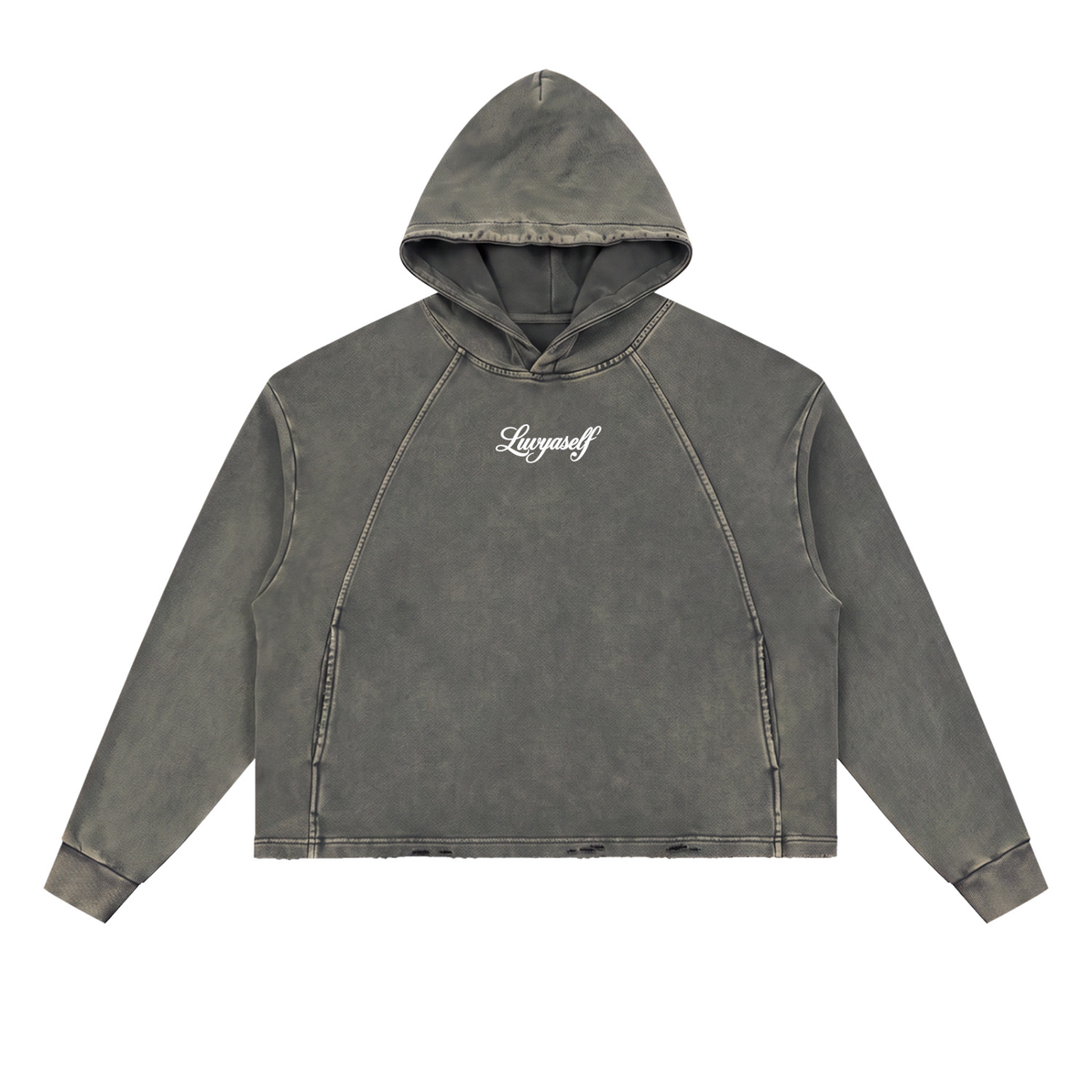 Vintage Washed Frayed-Hem Hoodie