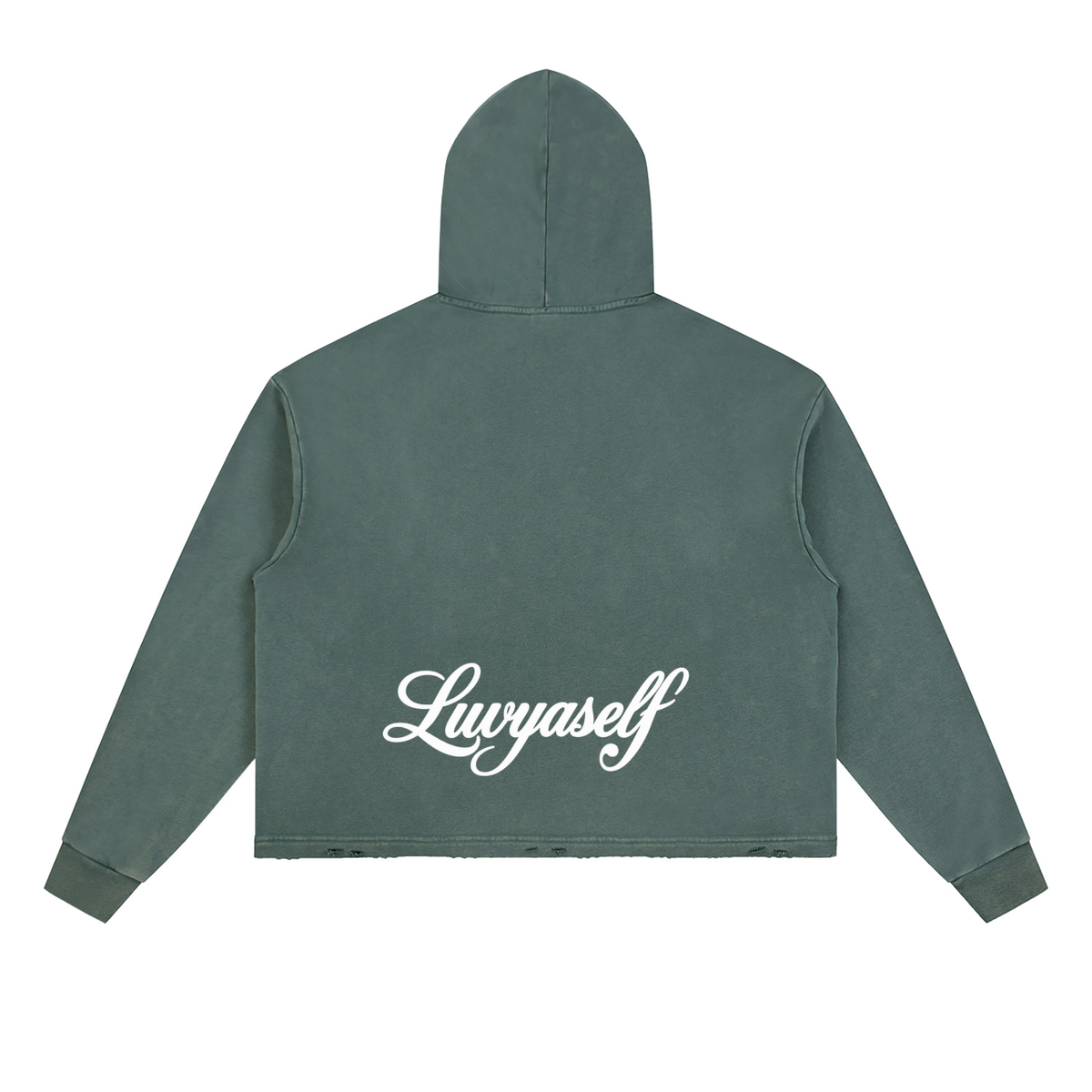 Vintage Washed Frayed-Hem Hoodie
