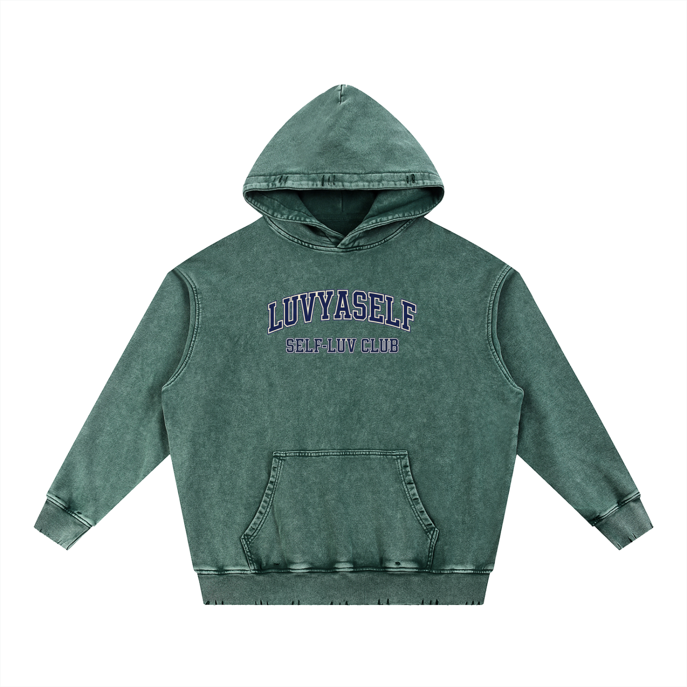 LUVYASELF - Snow Wash Hand-Frayed Heavyweight  Hoodie