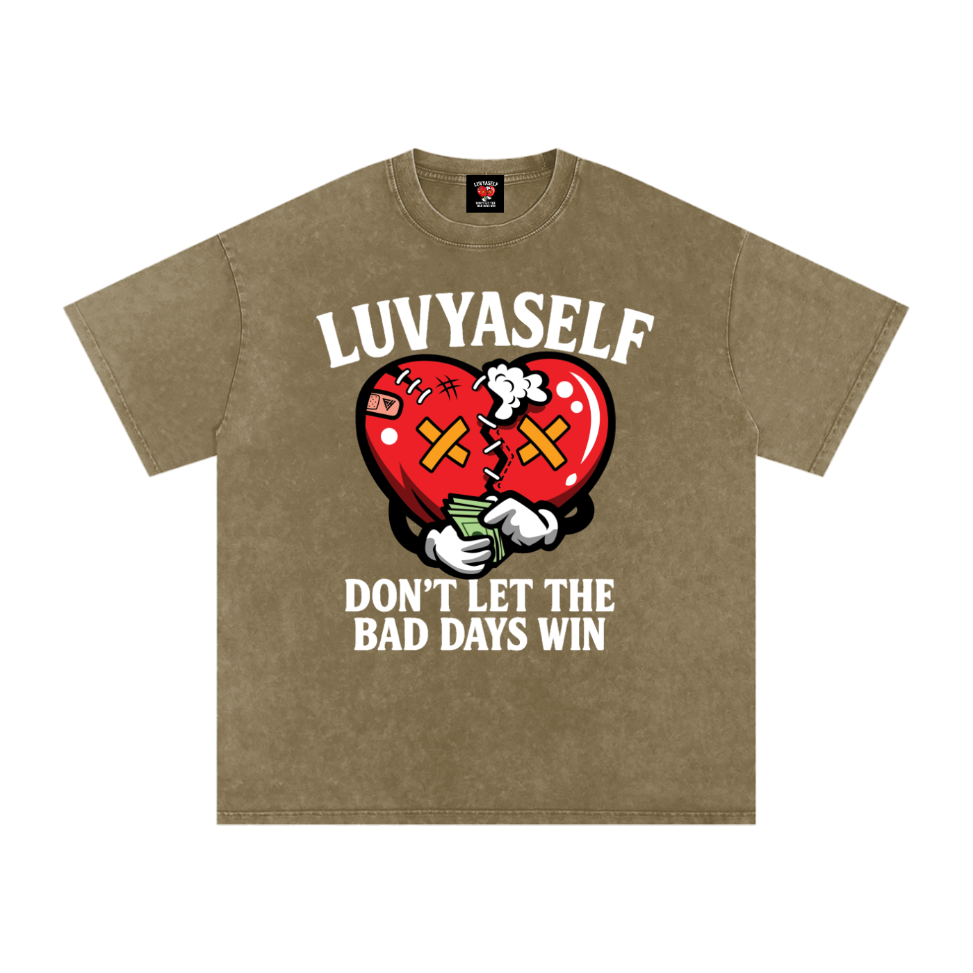 “Don’t Let the Bad Days Win” Snow Wash Oversize Cotton T-Shirt – 250 GSM / 7.4 0z