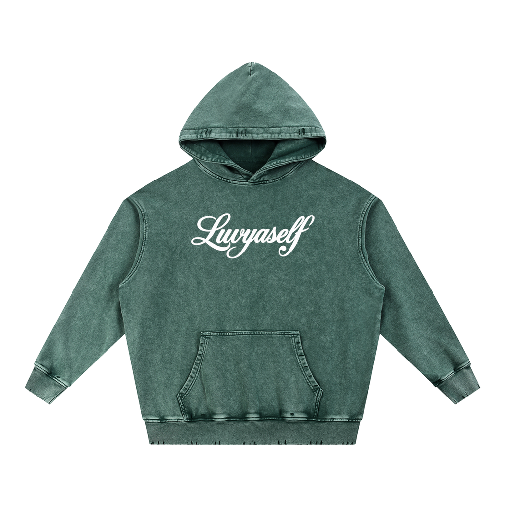 Snow Wash Hand-Frayed Heavyweight  Hoodie