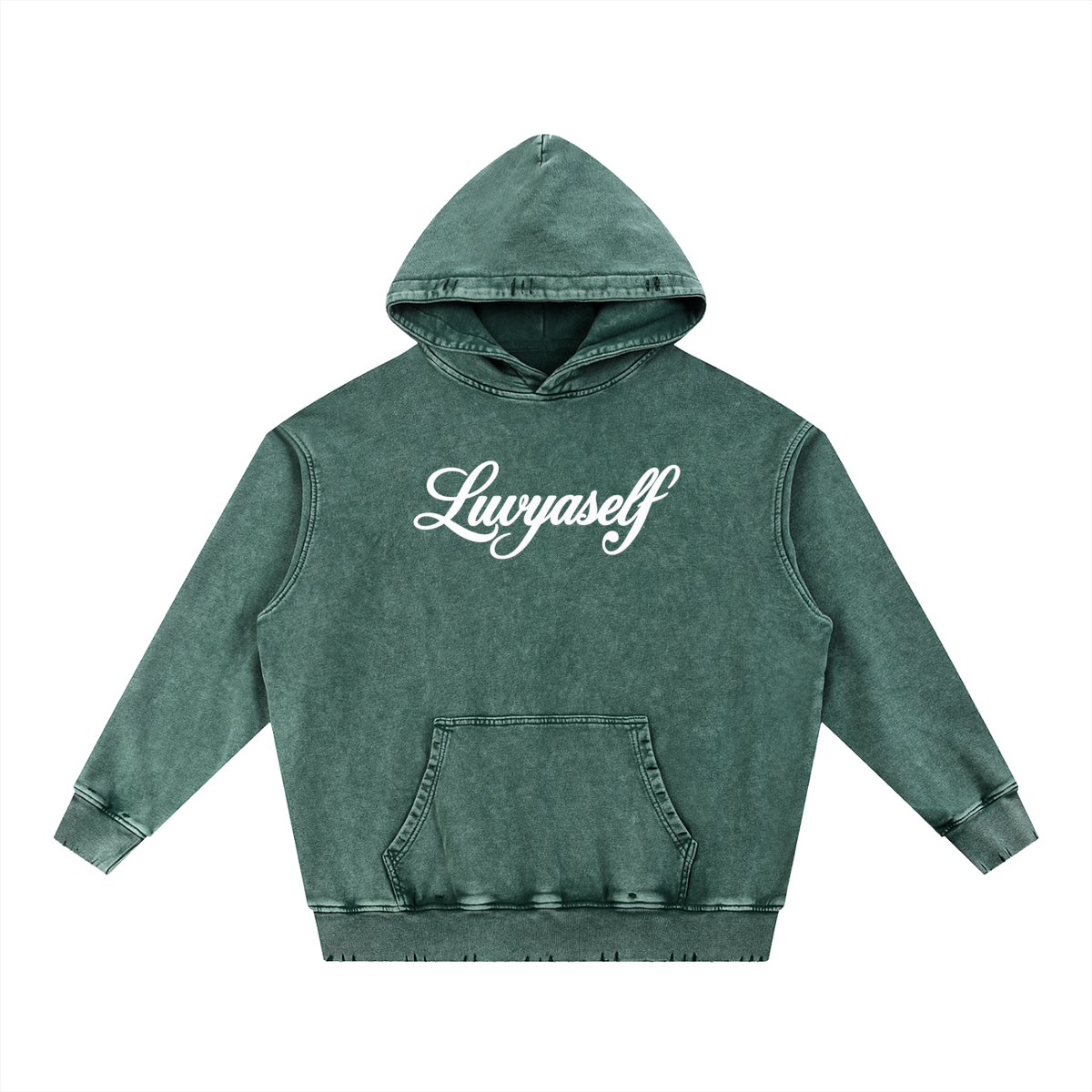 Snow Wash Hand-Frayed Heavyweight  Hoodie