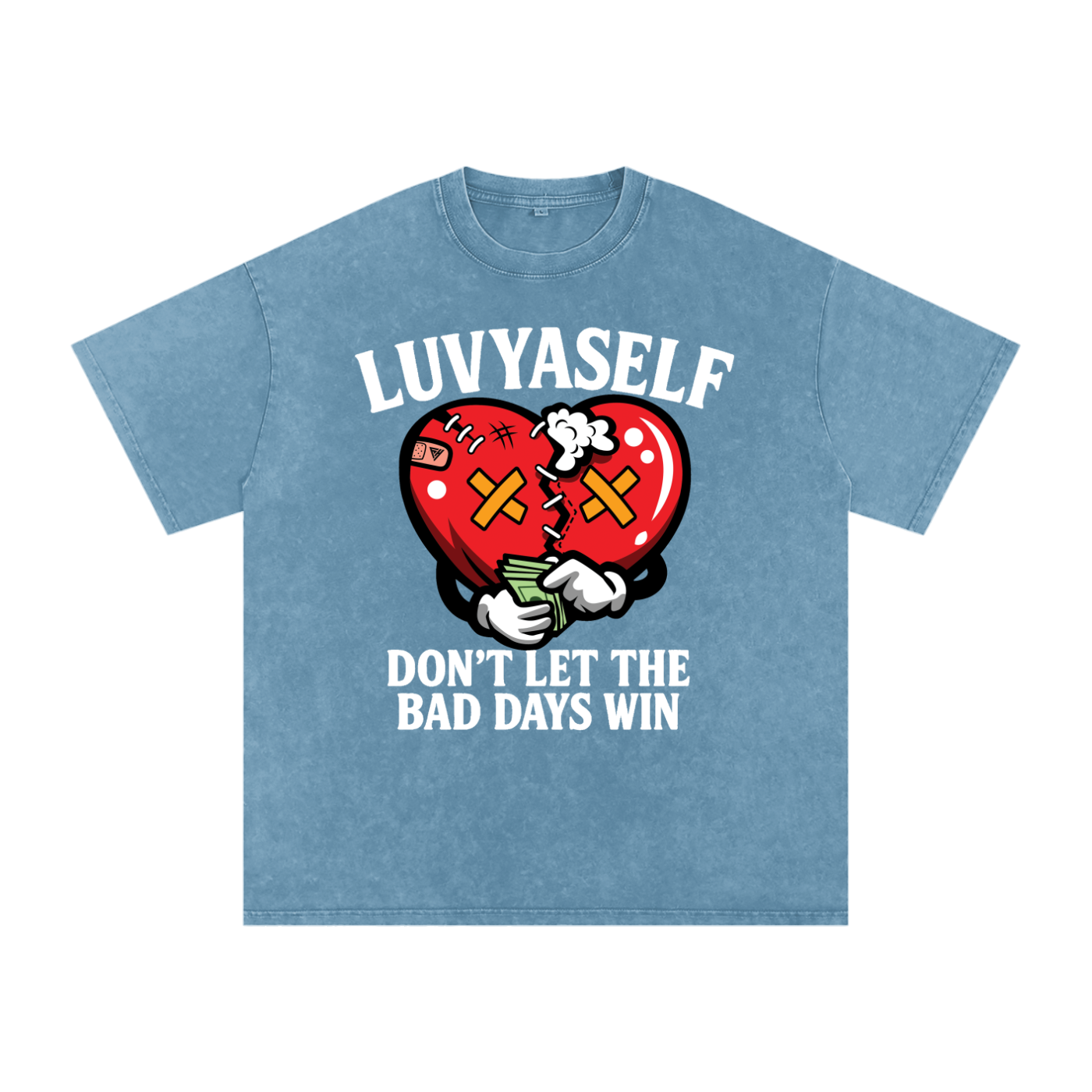 “Don’t Let the Bad Days Win” Snow Wash Oversize Cotton T-Shirt – 250 GSM / 7.4 0z