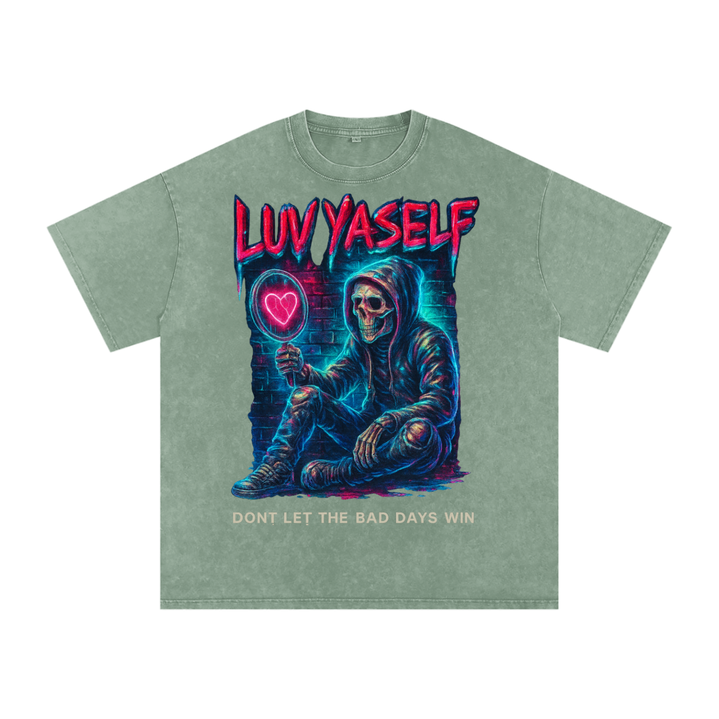 Don't Let the Bad Days Win Snow Washed Oversized Cotton T-Shirt