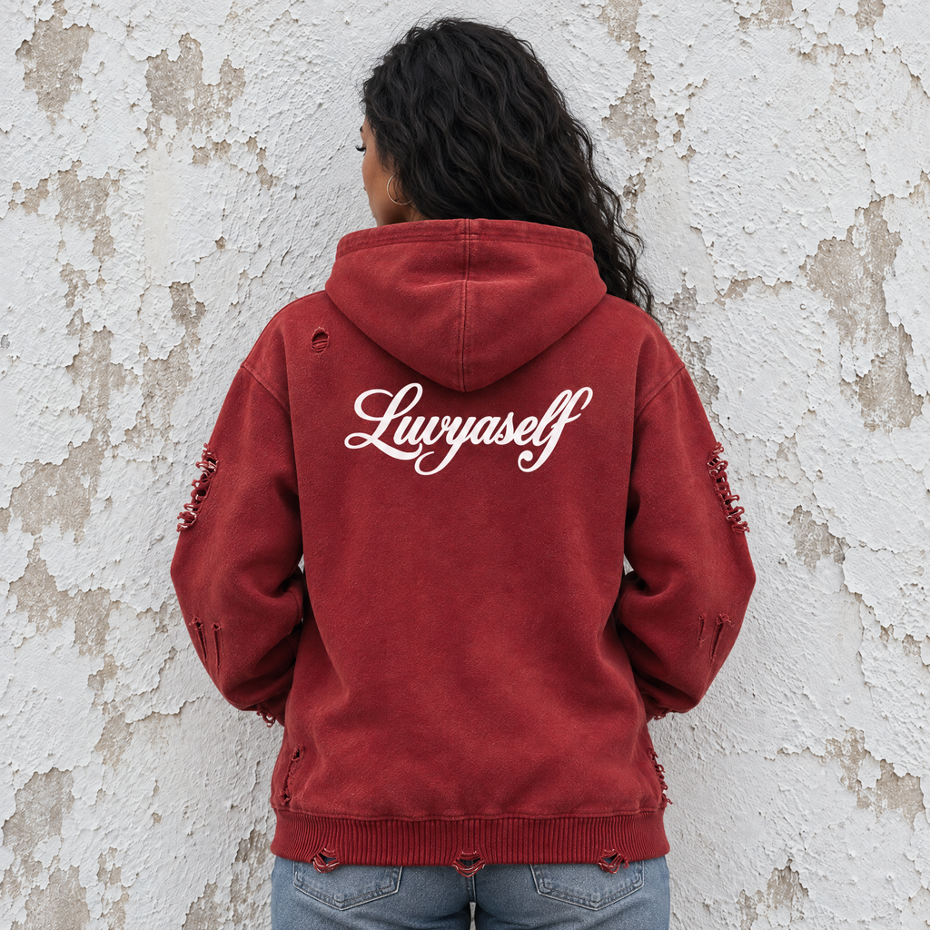Unisex Distressed Full Zip Sweater