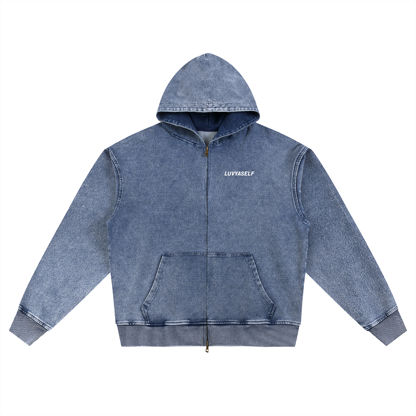 LUVYASELF - Snow Wash Oversized Zip-Up Hoodie
