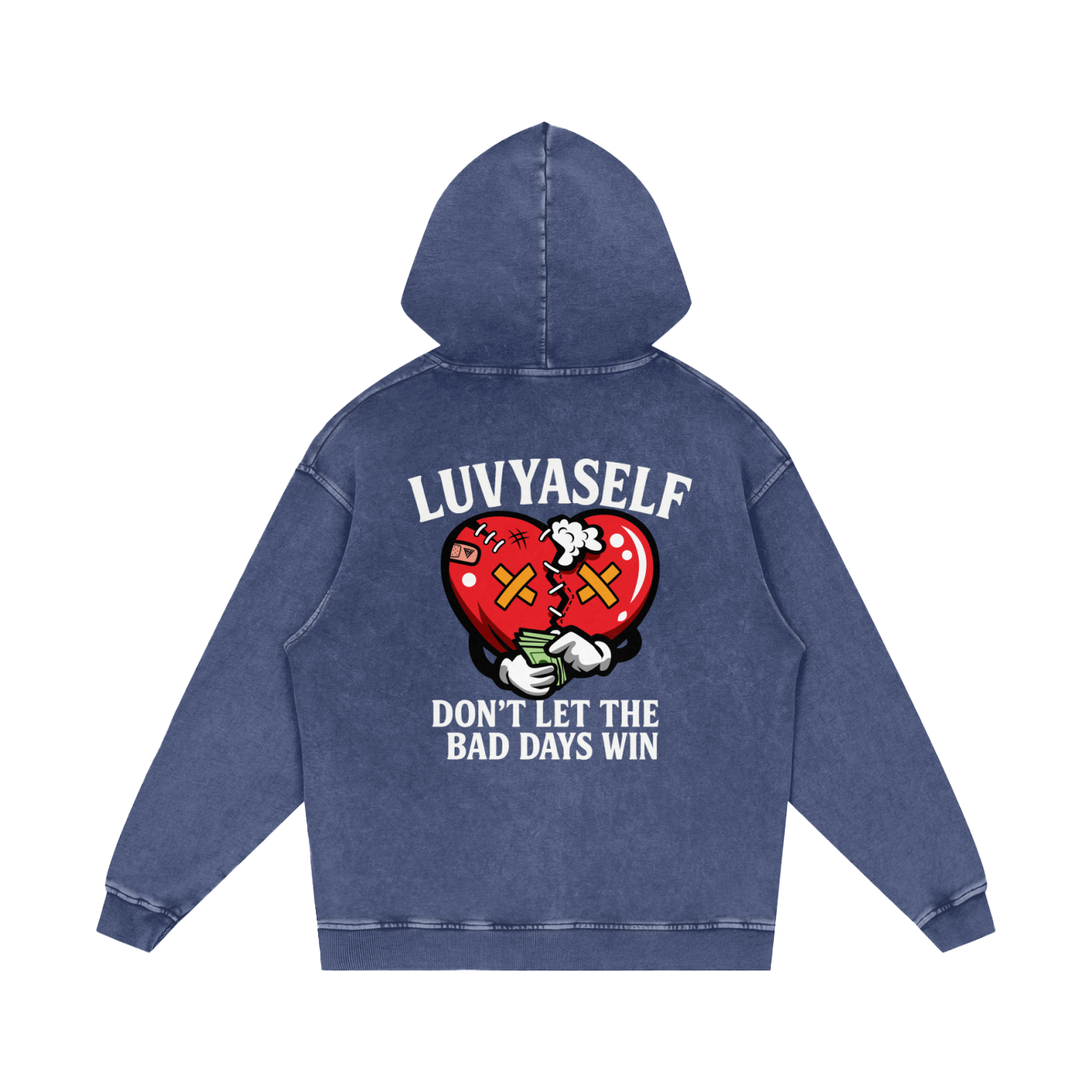 LUVYASELF "Don't Let the Bad Days Win" Snow Wash Oversize Hoodie | 420 GSM Heavyweight Cotton | Unisex Vintage Style