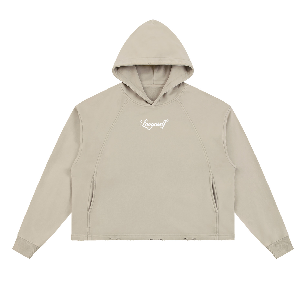 Vintage Washed Frayed-Hem Hoodie