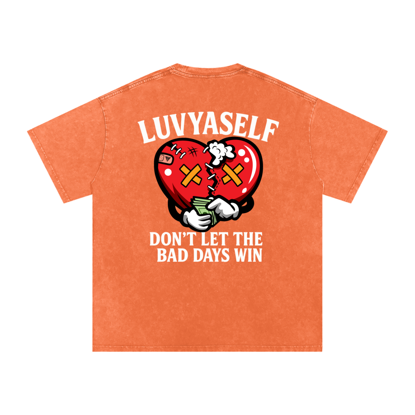 LUVYASELF "Don't Let the Bad Days Win" Acid Wash Oversize T-Shirt | 250 GSM Cotton Tee | Unisex Vintage Wash