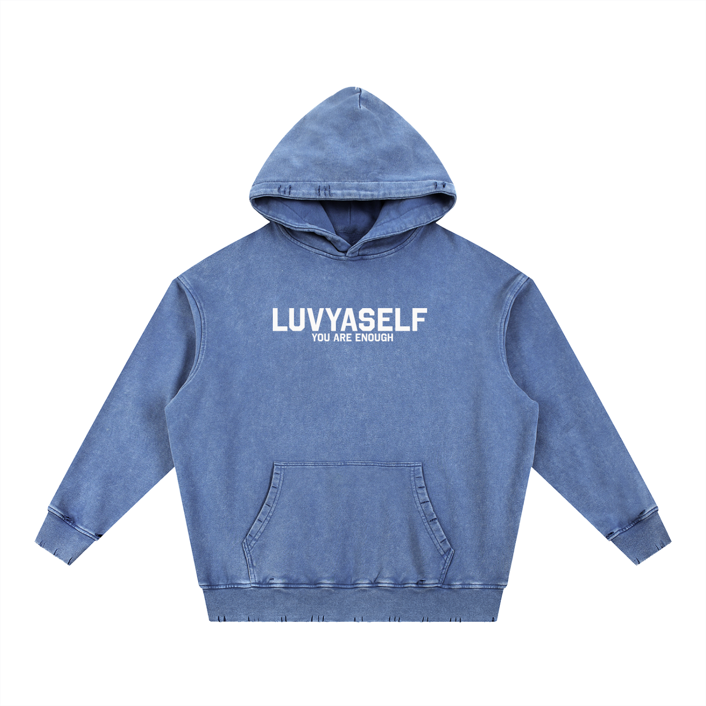 LUVYASELF Snow Wash Hand-Frayed Heavyweight  Hoodie