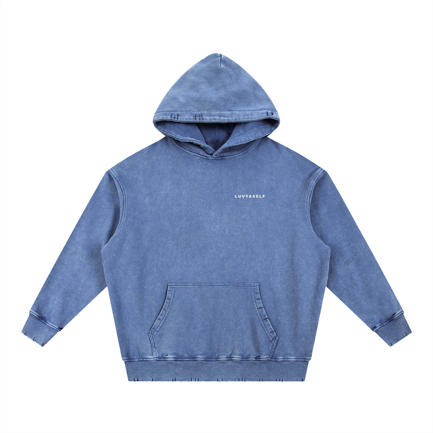 Uniform Snow Wash Hand-Frayed Heavyweight  Hoodie