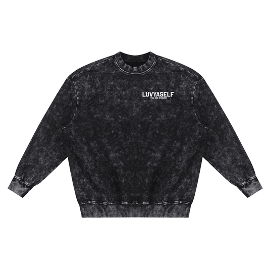 LUVYASELF - Snow Washed Hand-Frayed Sweatshirt