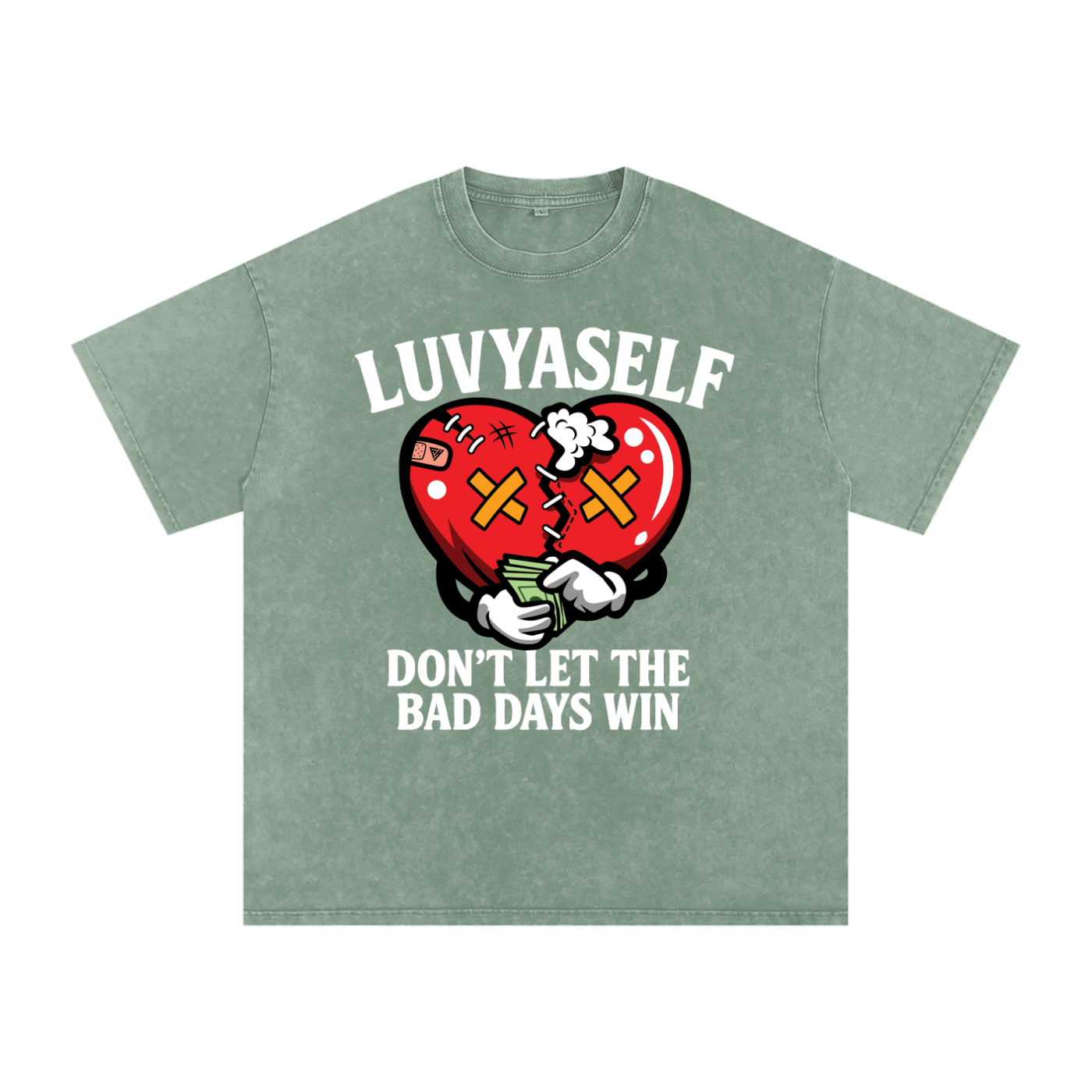 “Don’t Let the Bad Days Win” Snow Wash Oversize Cotton T-Shirt – 250 GSM / 7.4 0z