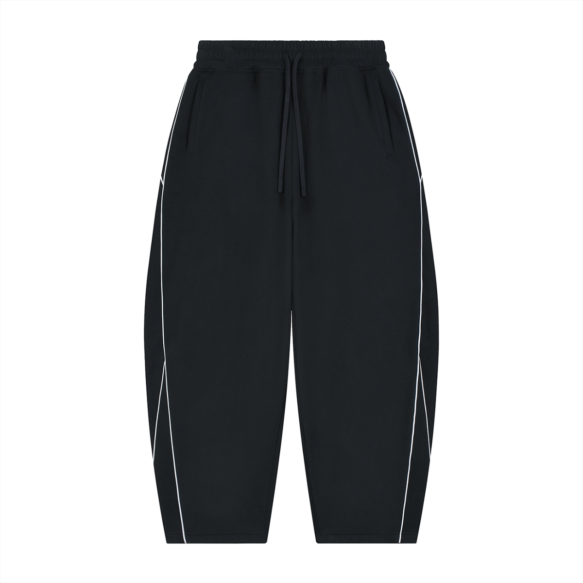 Unisex Piping Fleece Barrel Leg Sweatpants