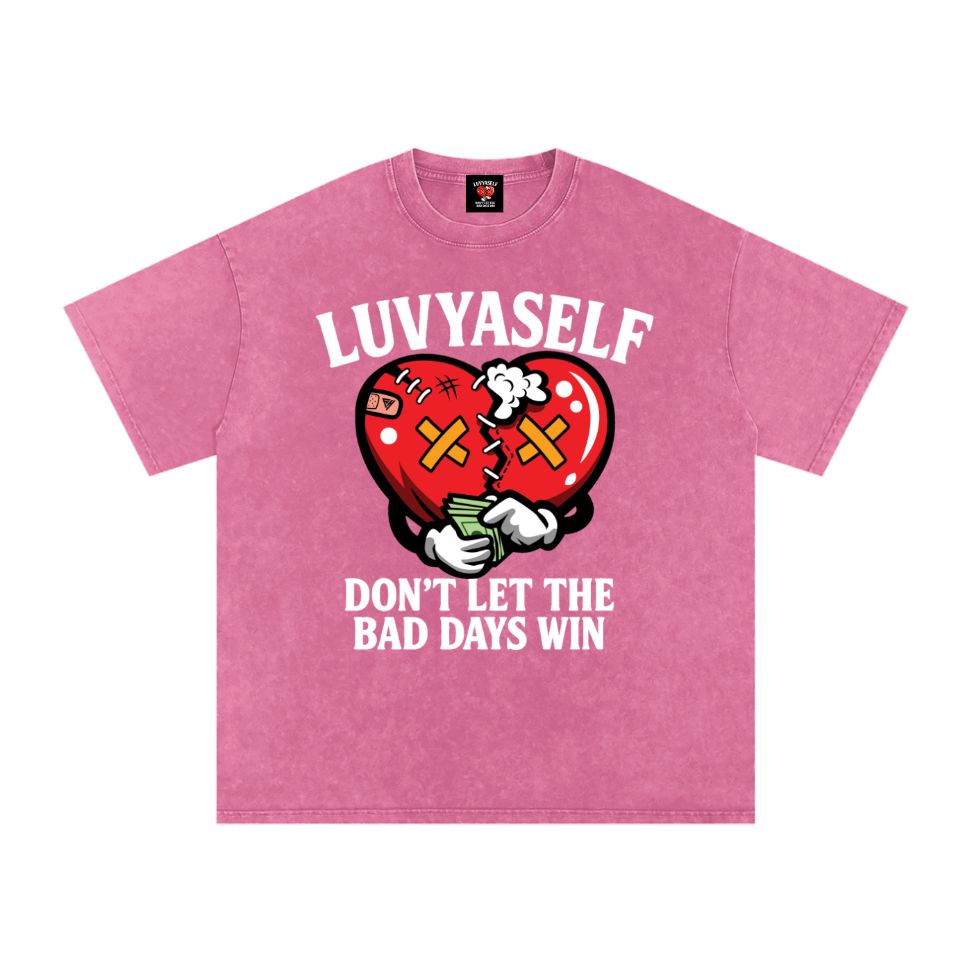 “Don’t Let the Bad Days Win” Snow Wash Oversize Cotton T-Shirt – 250 GSM / 7.4 0z