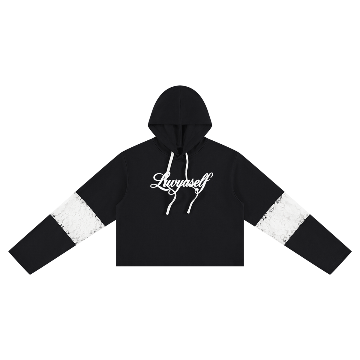 Women’s Cropped Lace-Panel Hoodie