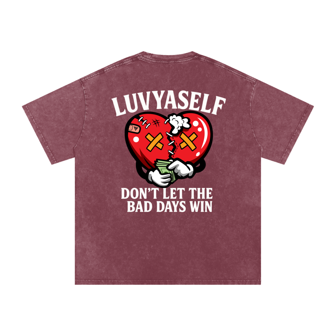 LUVYASELF "Don't Let the Bad Days Win" Acid Wash Oversize T-Shirt | 250 GSM Cotton Tee | Unisex Vintage Wash