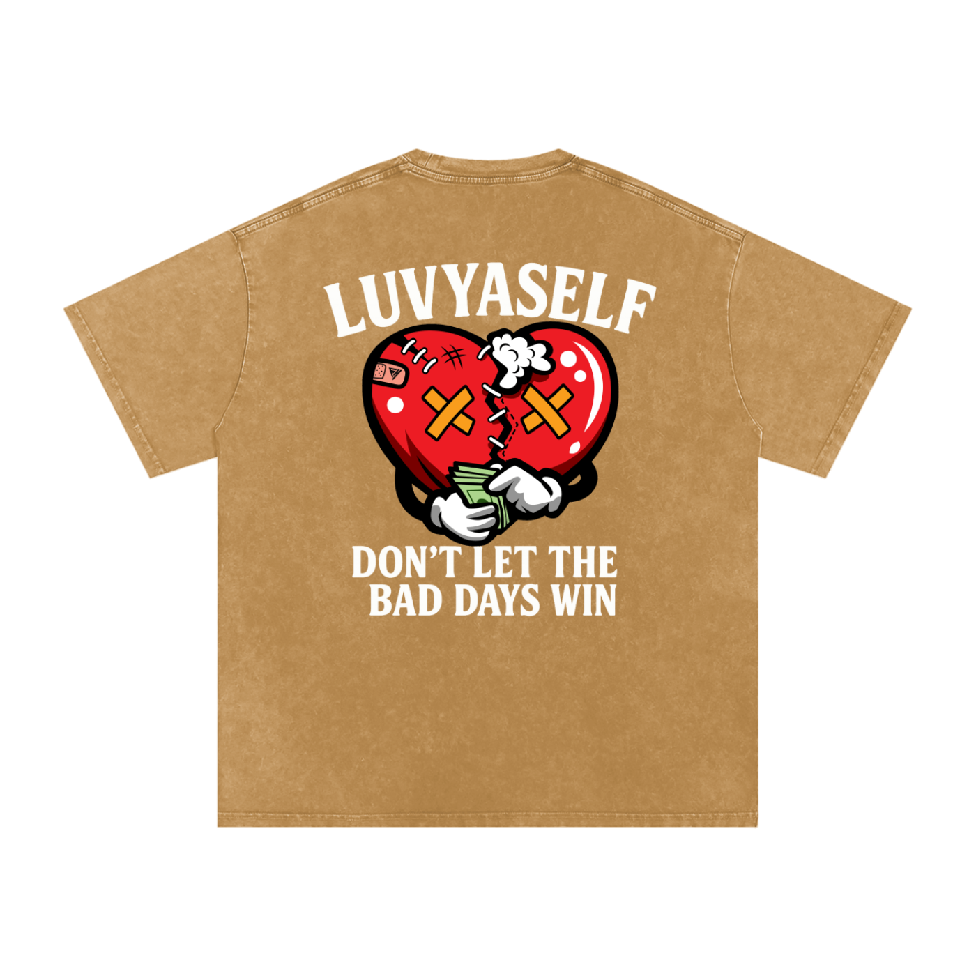 LUVYASELF "Don't Let the Bad Days Win" Acid Wash Oversize T-Shirt | 250 GSM Cotton Tee | Unisex Vintage Wash