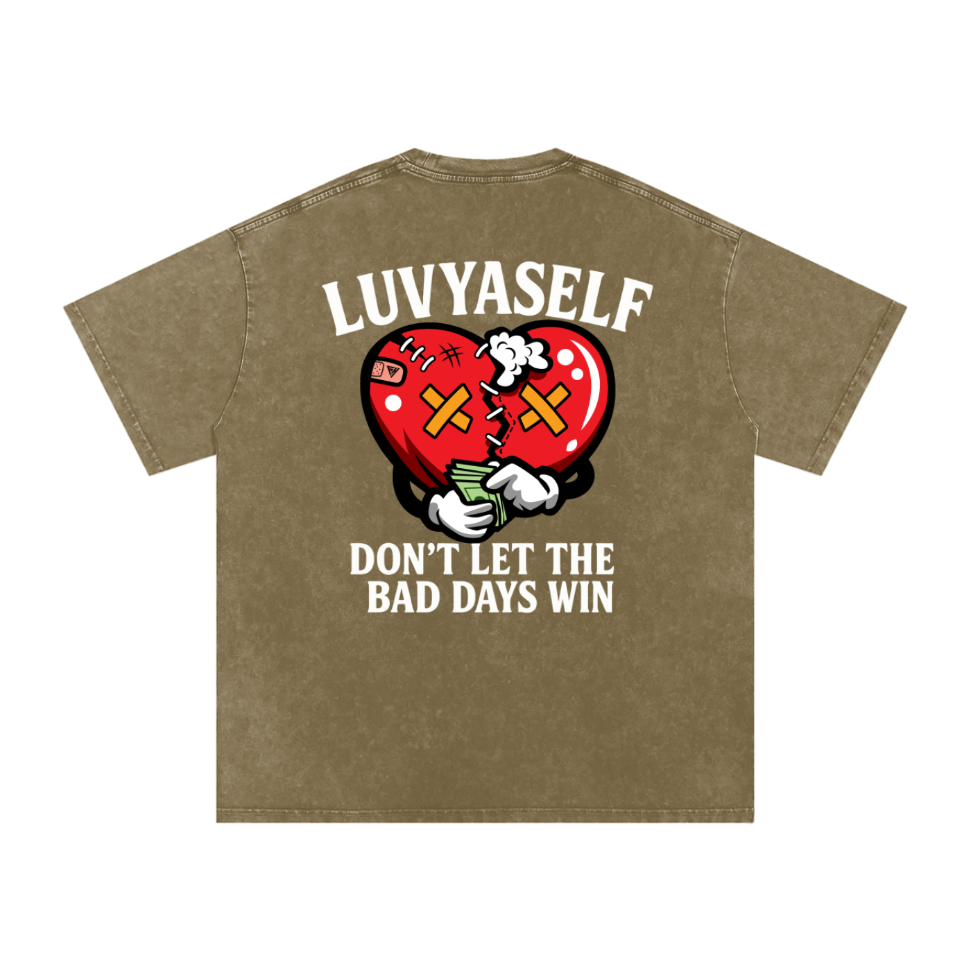 LUVYASELF "Don't Let the Bad Days Win" Acid Wash Oversize T-Shirt | 250 GSM Cotton Tee | Unisex Vintage Wash