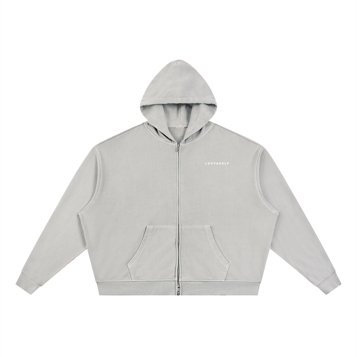 Unisex Vintage Wash Full Zip Boxy Hoodie
